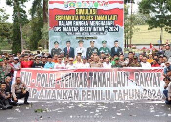 Persiapan Operasi Mantap Brata 2024 Polres Tanah Laut Gelar Simulasi Sispamkota