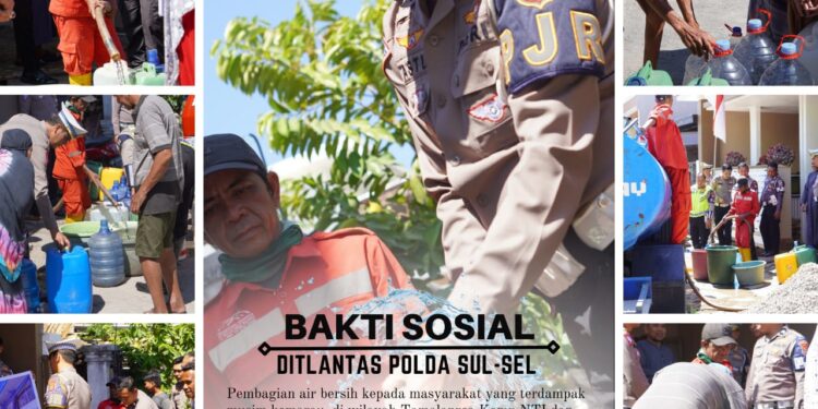 Bansos Air Bersih Ditlantas Polda Sulsel Untuk Masyarakat Terdampak Kekeringan