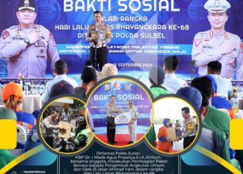 Baksos Ditlantas Polda Sulsel  Bagikan 10.000 Paket Sembako