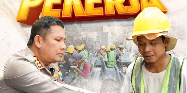 Kapolresta Malang Kota Bersama PJU dan Puluhan Pekerja Proyek Pembangunan Mapolres Makan Siang Bersama