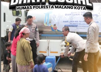 Peringati HUT Humas Polri ke-72, Polresta Malang Kota Salurkan Bantuan Air Bersih