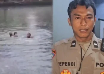 Aksi Menegangkan Aipda Ependi Anggota Polsek Koja Selamatkan Anak Hampir Tenggelam Terbawa Arus Kali